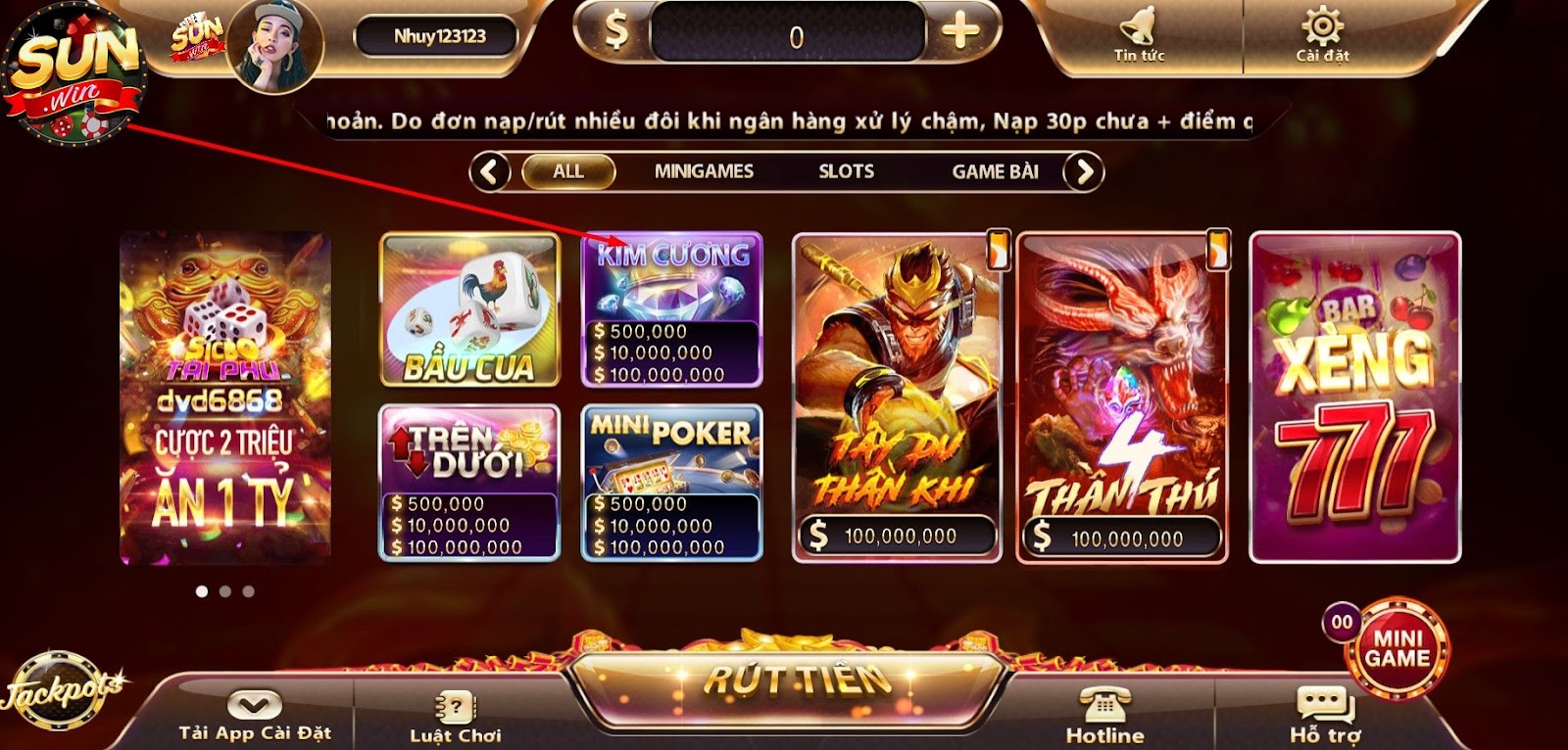 Luật chơi game kim cương tại Sunwin như thế nào?