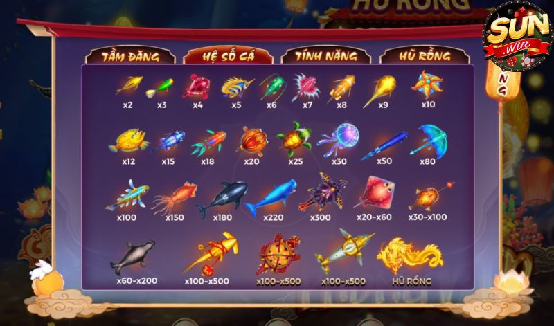 Hệ số cá trong game Vua săn cá