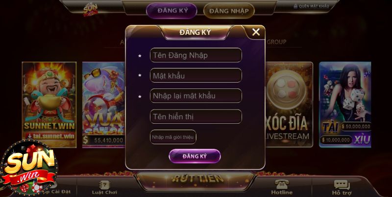 Quá trình tạo tài khoản game tại Sunnet Win hiện nay vô cùng đơn giản