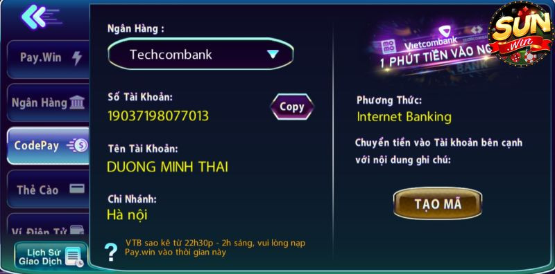 Nạp tiền codepay như thế nào?