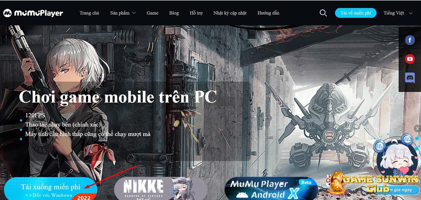 Cài app Sunwin trên Laptop / Máy tính / PC bằng Mumu Player giả lập Android - Truy cập trang chủ chính thức của Mumu Player để tiến hành tải xuống 