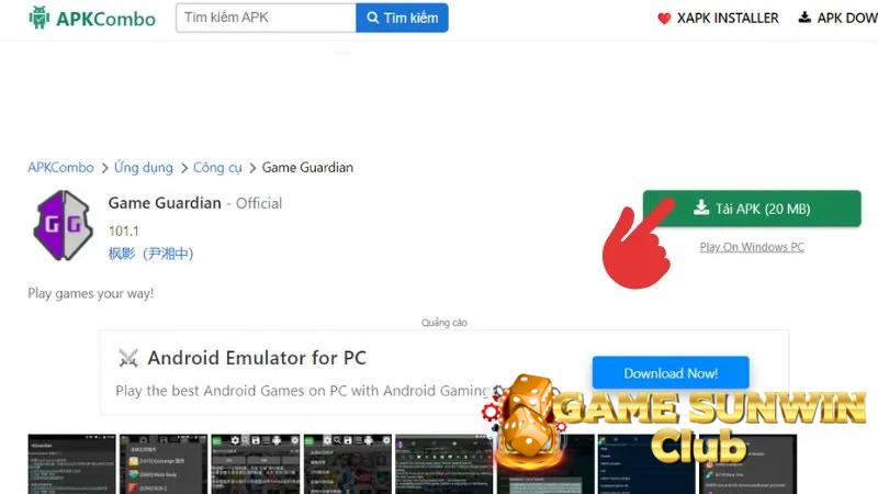 Tìm kiếm ứng dụng Guardian và bấm tải APK